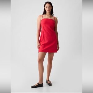 GAP Linen-Blend Mini Dress RED petite Small NWT